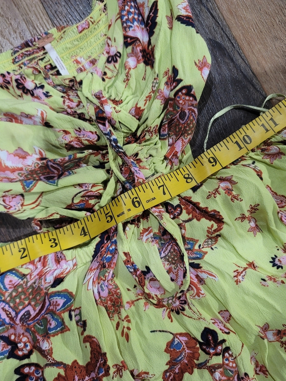 Free People Bali Jumper Lime Green Floral Cutout Wide Leg Jumpsuit XS EUC - Picture 7 of 14